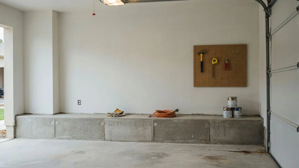 concrete ledge in garage