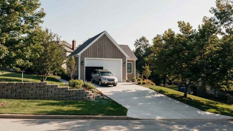 garage on sloped driveway